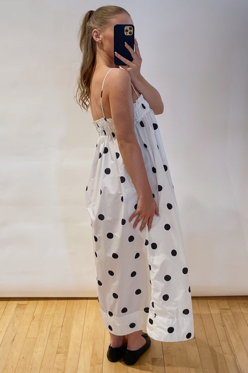 Ganni White 
Black Polka Dot Dress