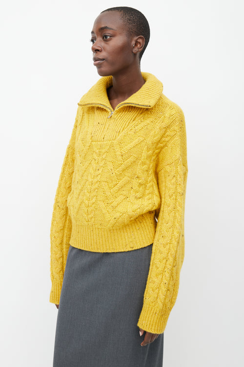 Ganni Yellow Heavy Knit Cropped Sweater