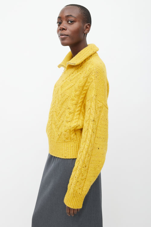 Ganni Yellow Heavy Knit Cropped Sweater