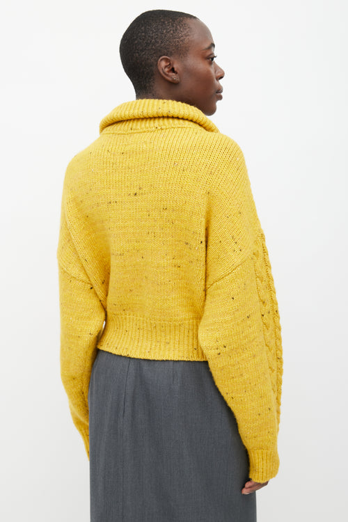 Ganni Yellow Heavy Knit Cropped Sweater