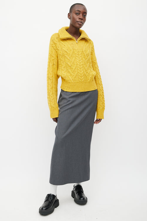 Ganni Yellow Heavy Knit Cropped Sweater