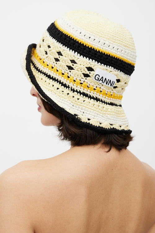 Ganni Yellow 
Multi Crochet Bucket Hat