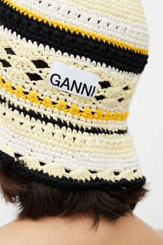 Ganni Yellow 
Multi Crochet Bucket Hat