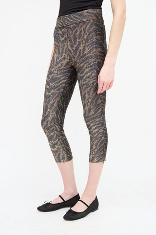 Ganni Metallic Printed Skinny Capri Pant