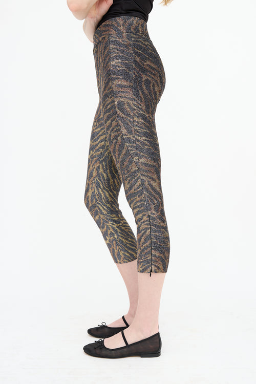 Ganni Metallic Printed Skinny Capri Pant