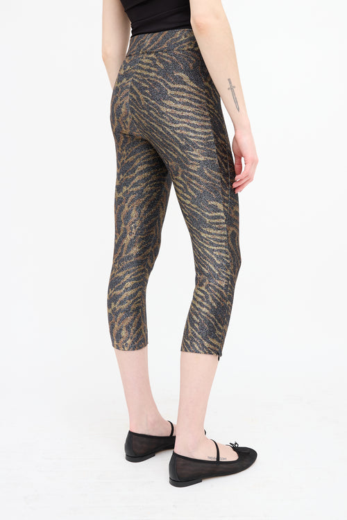 Ganni Metallic Printed Skinny Capri Pant