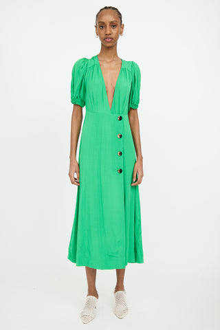 Ganni Green Ripstop Maxi Dress