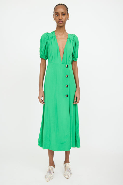 Ganni Green Ripstop Maxi Dress