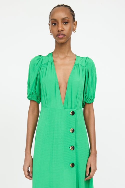 Ganni Green Ripstop Maxi Dress