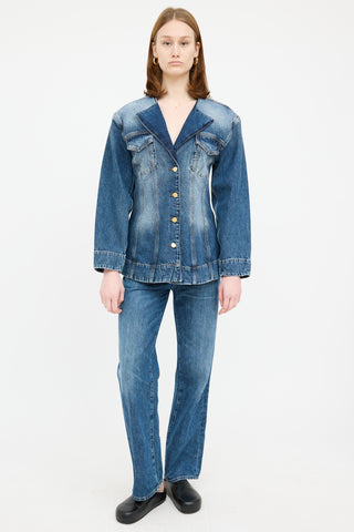 Ganni Blue Tint Wash Denim Jacket