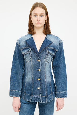 Ganni Blue Tint Wash Denim Jacket