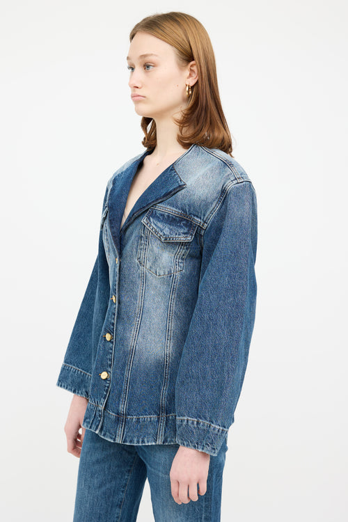 Ganni Blue Tint Wash Denim Jacket