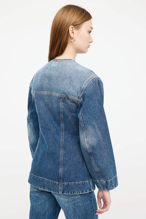 Ganni Blue Tint Wash Denim Jacket