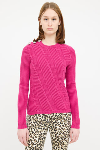 Ganni Pink Knit Jewel Sweater