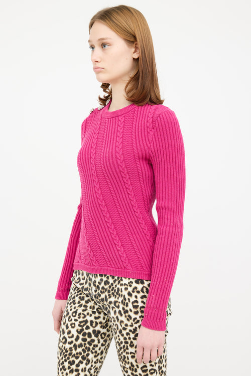 Ganni Pink Knit Jewel Sweater