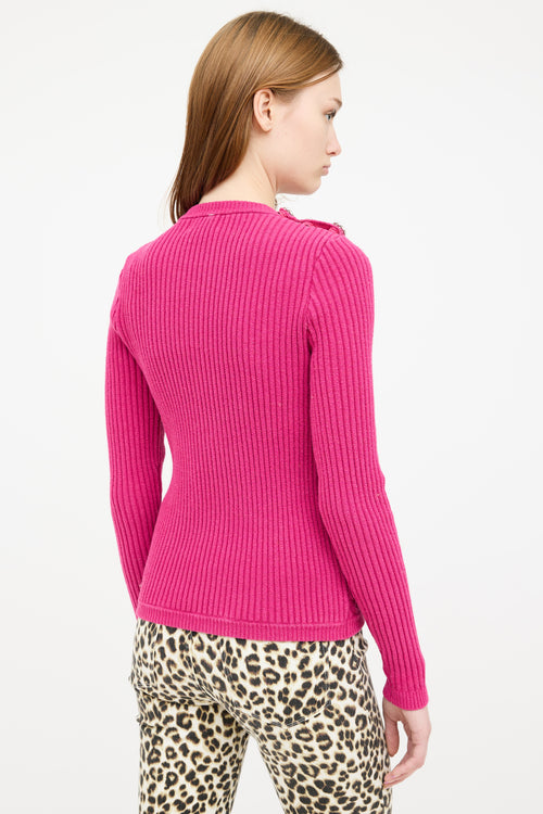 Ganni Pink Knit Jewel Sweater