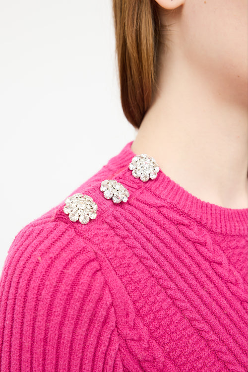 Ganni Pink Knit Jewel Sweater