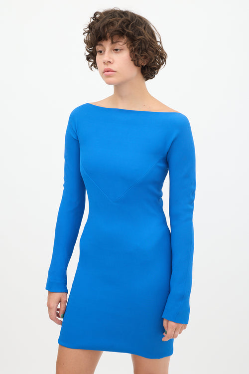 Gareth Pugh Blue Silk Darted Dress