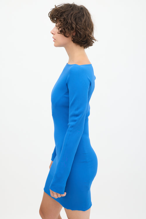 Gareth Pugh Blue Silk Darted Dress