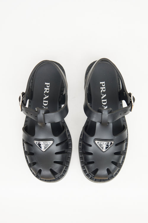 Prada Black Rubber Caged Sandal