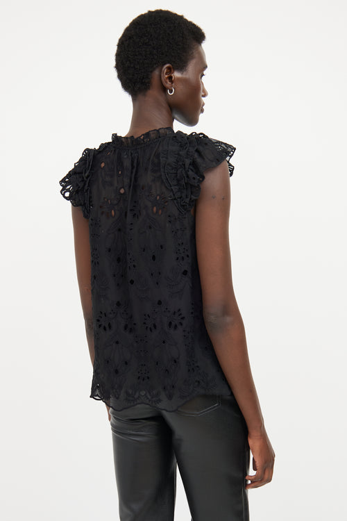 Generation Love Black Ruffled Eyelet Top