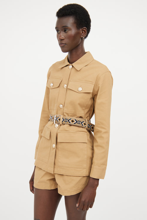 Maje Beige 
Multicolour Belted Co-Ord Set