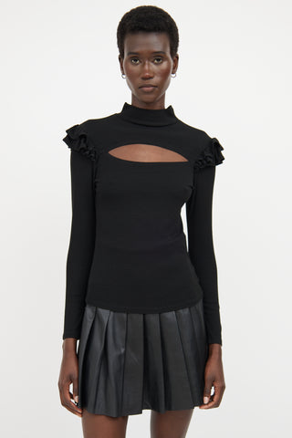 Generation Love Black Ribbed Cut Out Ruffle Top