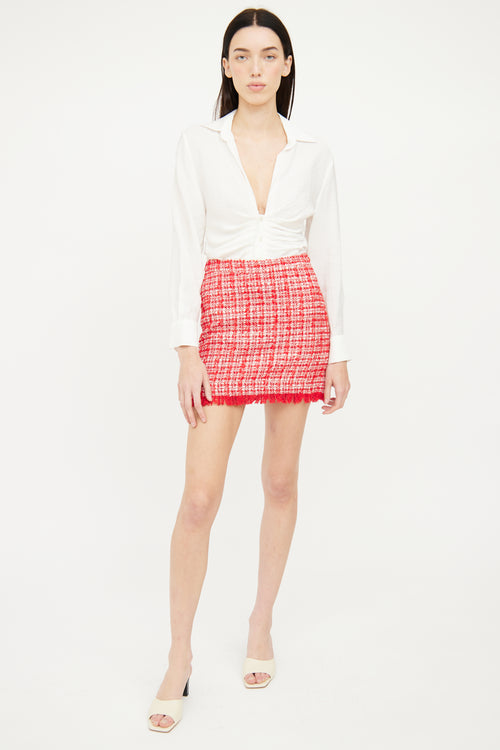 Generation Love Red 
White Tweed Mini Skirt