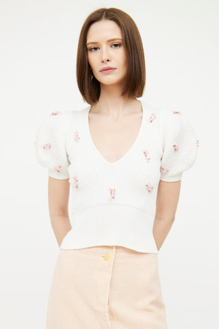 Giambattista Valli White Puff Sleeve Top