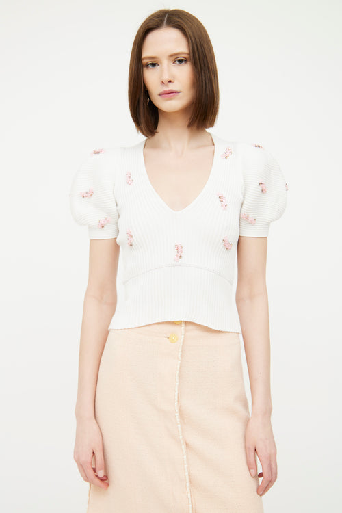 Giambattista Valli White Puff Sleeve Top