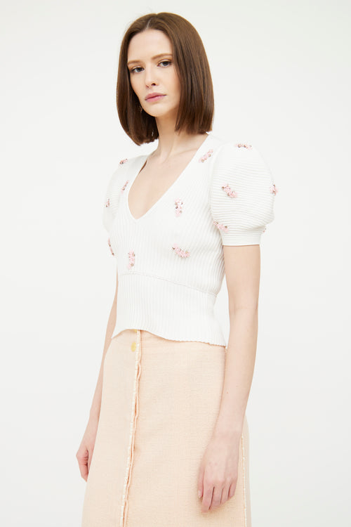 Giambattista Valli White Puff Sleeve Top