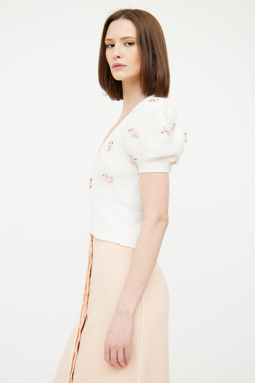 Giambattista Valli White Puff Sleeve Top