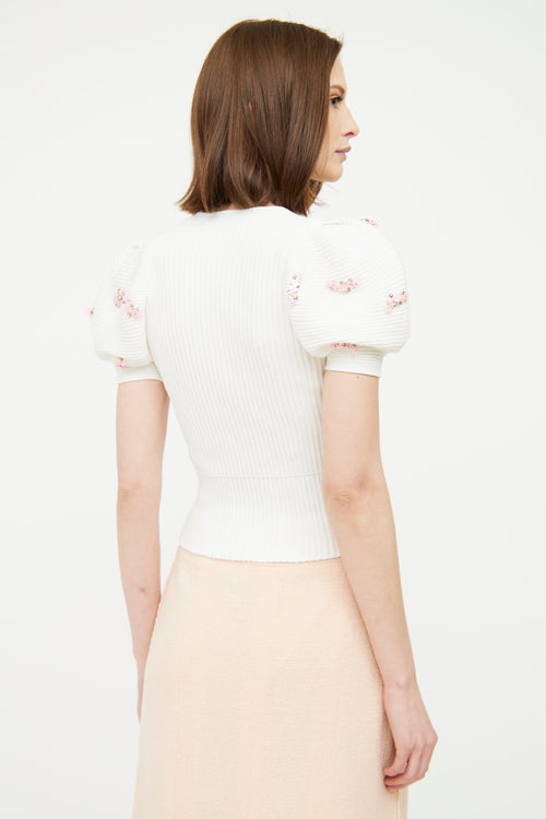 Giambattista Valli White Puff Sleeve Top