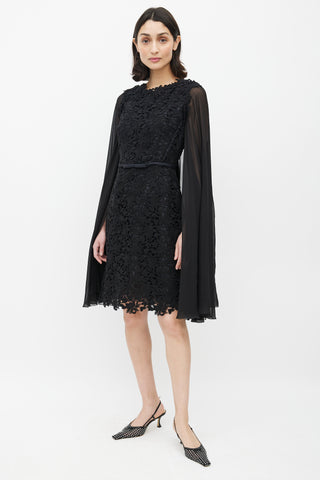 Giambattista Valli Black Lace Cape Dress