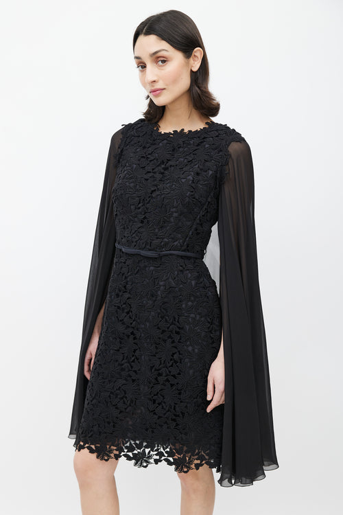 Giambattista Valli Black Lace Cape Dress