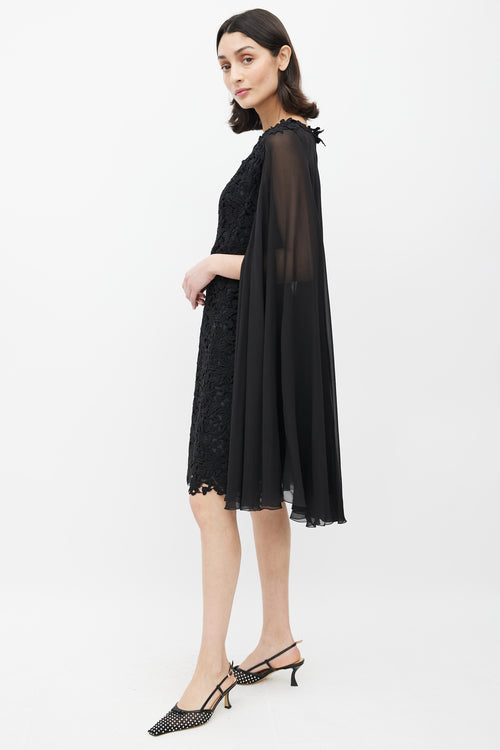 Giambattista Valli Black Lace Cape Dress