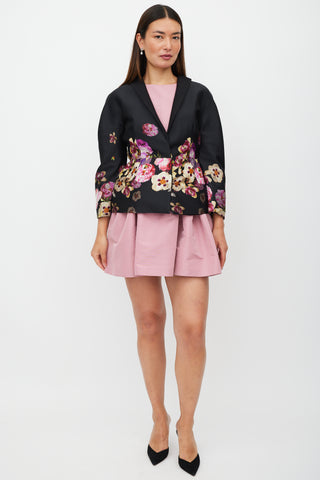 Giambattista Valli Black 
Multicolour Silk Floral Blazer