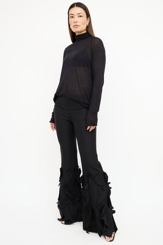 Giambattista Valli Black Ruffle Flare Trouser