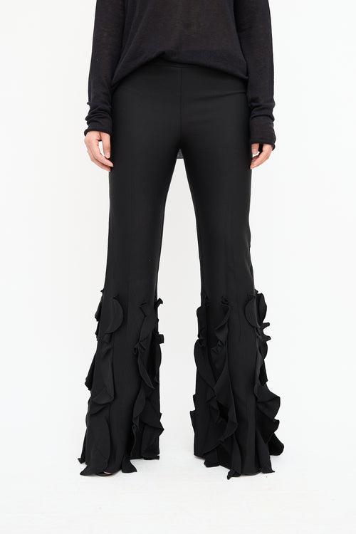 Giambattista Valli Black Ruffle Flare Trouser