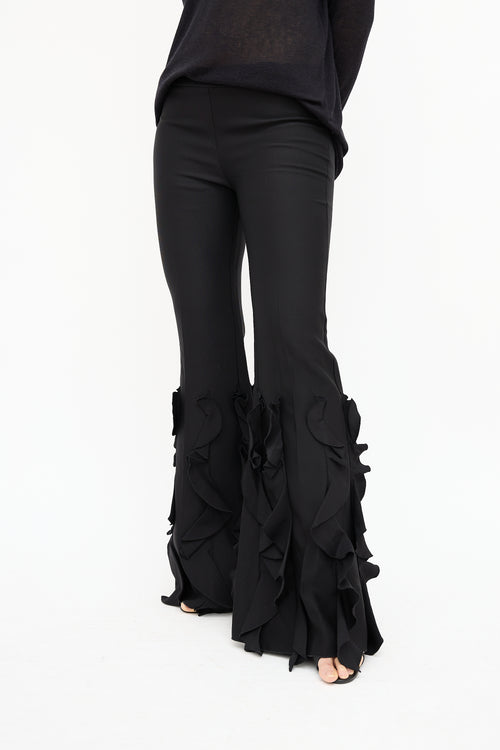 Giambattista Valli Black Ruffle Flare Trouser