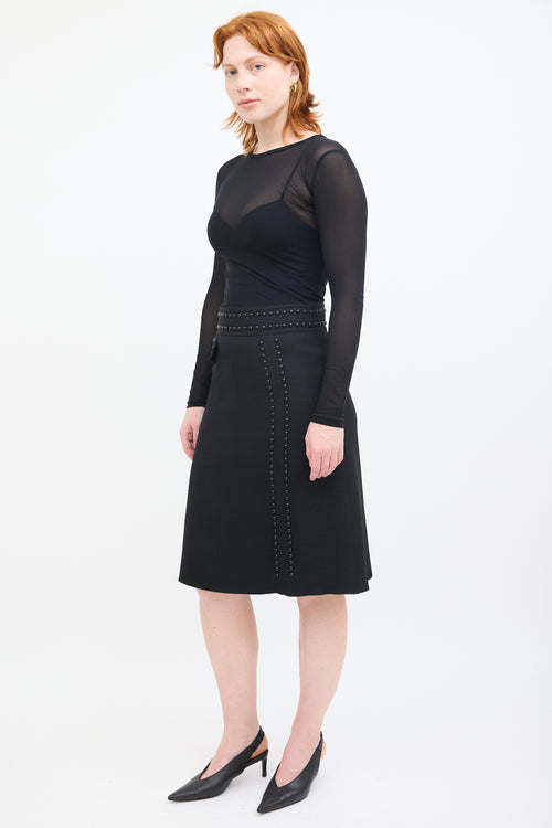 Giambattista Valli Black Wool Stud Embellished Skirt