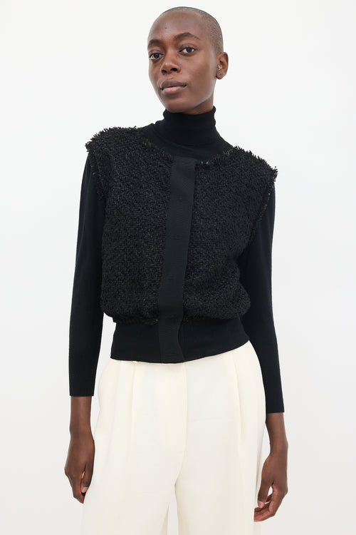 Giambattista Valli Black Wool Woven Cardigan