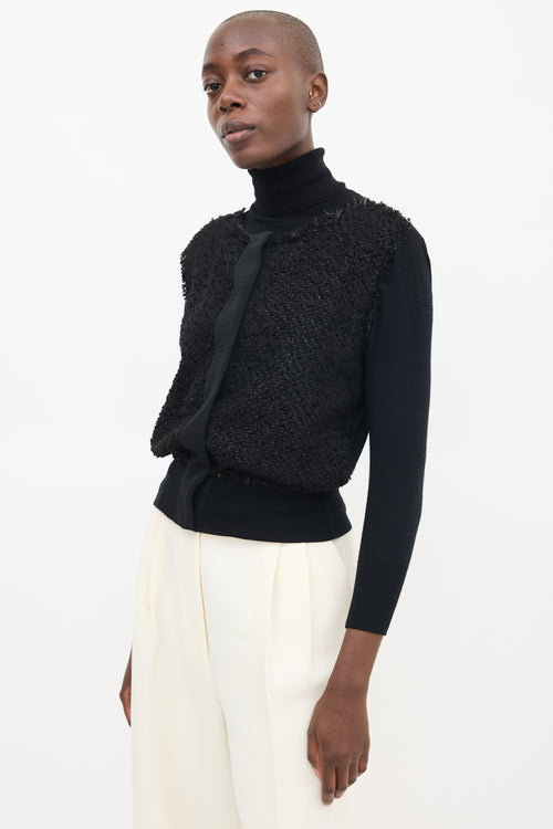 Giambattista Valli Black Wool Woven Cardigan