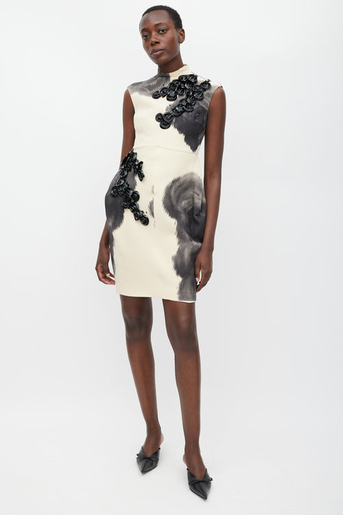 Giambattista Valli Beige 
Grey Wool Petal Dress