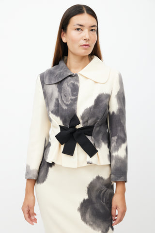 Giambattista Valli Cream 
Grey Floral Two Piece Suit