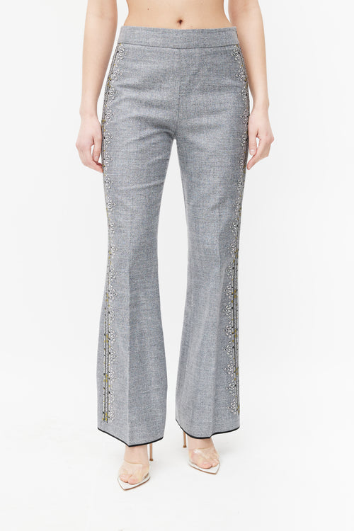 Giambattista Valli Grey 
Multicolour Embroidered Stripe Trouser