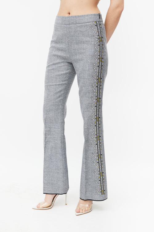 Giambattista Valli Grey 
Multicolour Embroidered Stripe Trouser