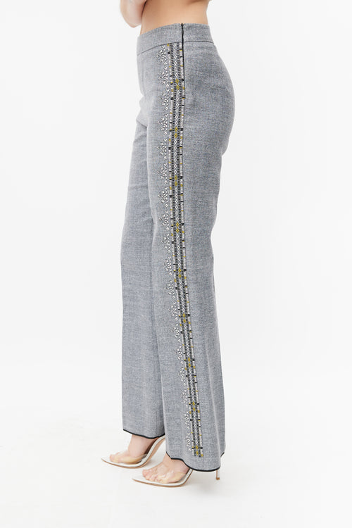 Giambattista Valli Grey 
Multicolour Embroidered Stripe Trouser