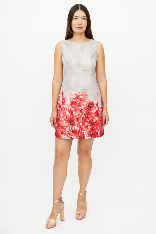 Giambattista Valli Grey 
Red Floral Dress