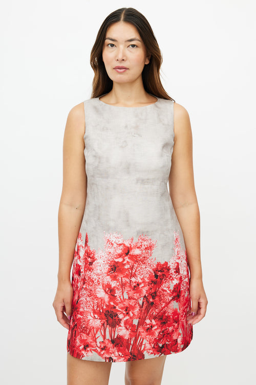 Giambattista Valli Grey 
Red Floral Dress